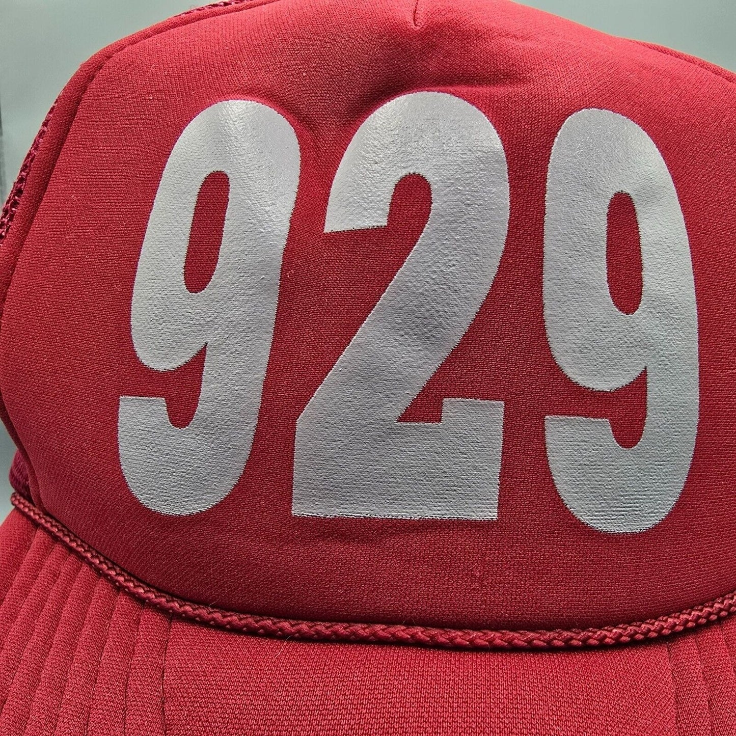 Vintage 1990s Distressed 929 Area Code Red Otto Snapback Mesh Back Trucker Hat