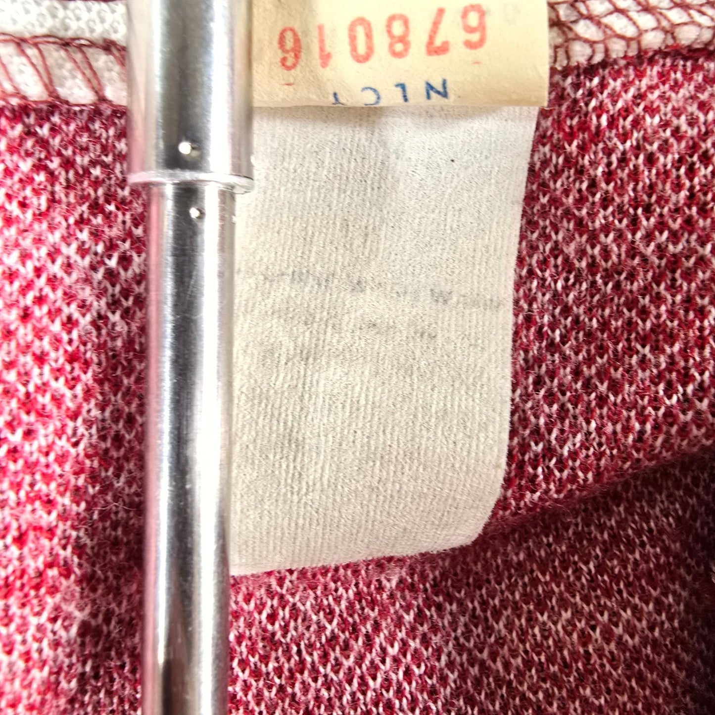 Vintage 1970s Diane Young Sportswear Red Herringbone Knit Shift Dress (M)