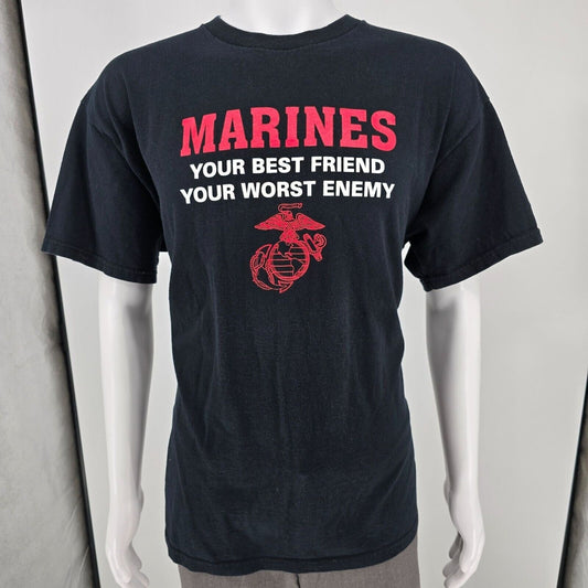 Vintage Y2K Marines "Your Best Friend Your Worst Enemy" Graphic T-Shirt (L/XL)