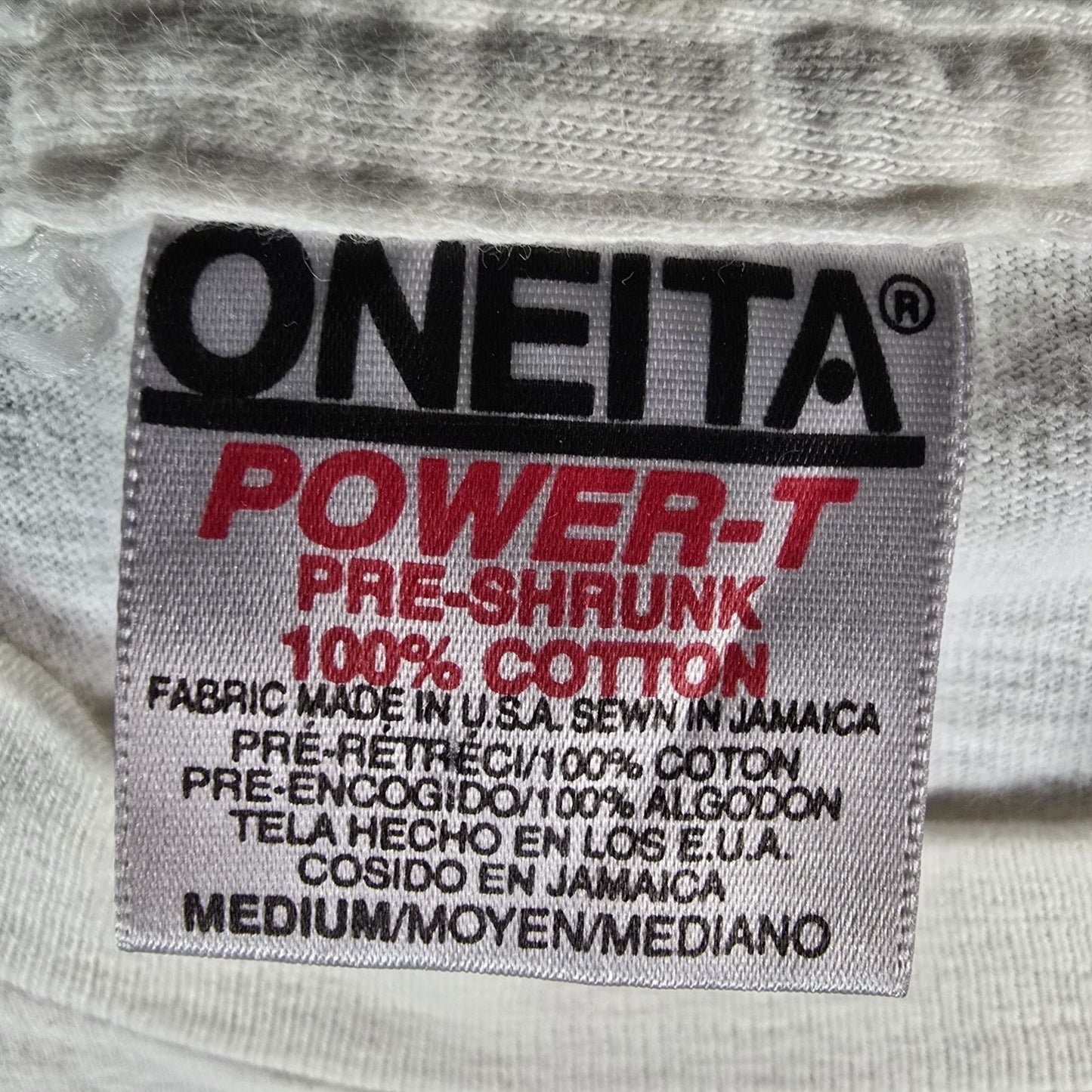 Vintage 1990s Oneita Power-T WT Las Vegas Dolphin Flag Graphic T-Shirt (M)