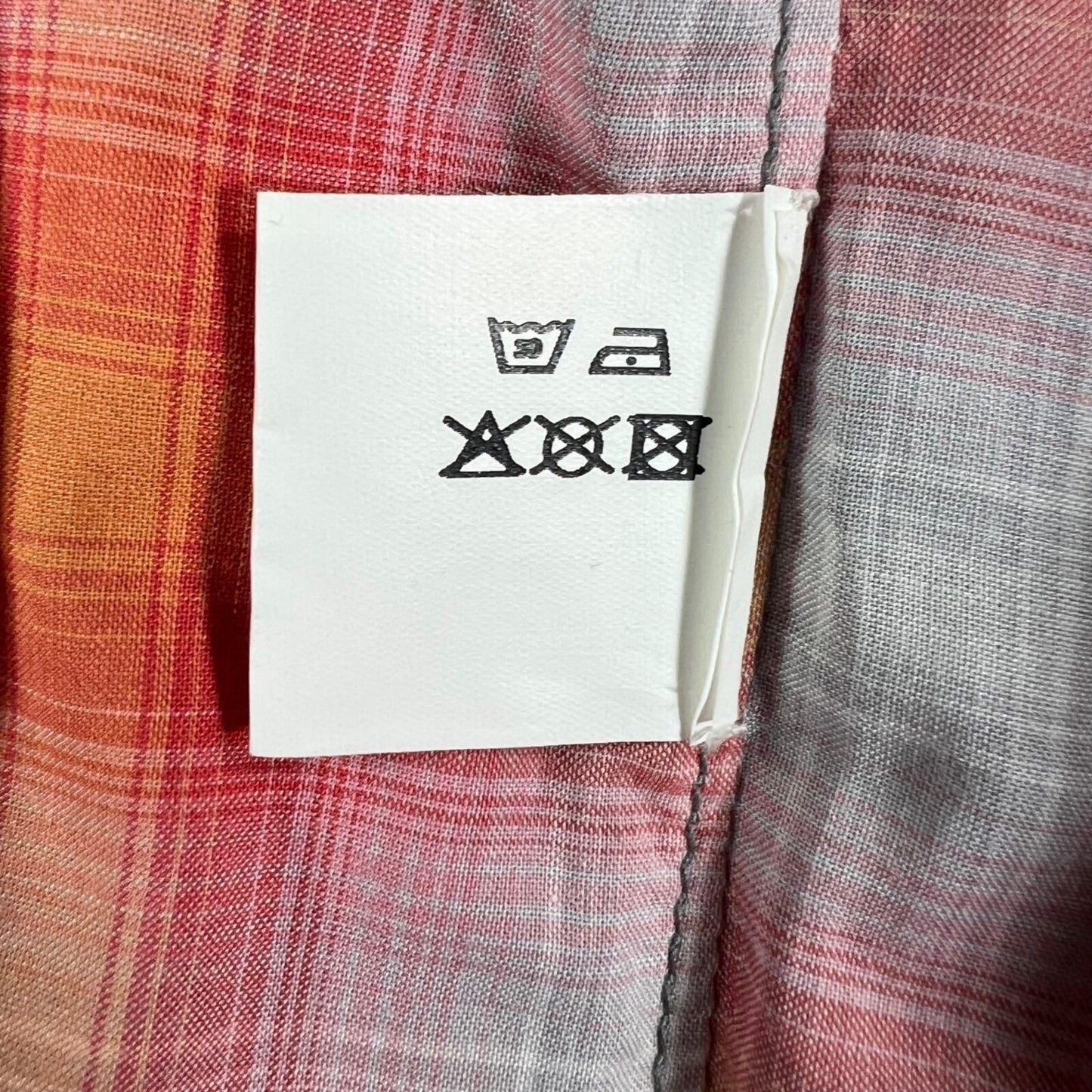 Lanvin Men's Orange/Red/White Plaid Long Sleeve Button-Up Shirt (Size 37/14.5)