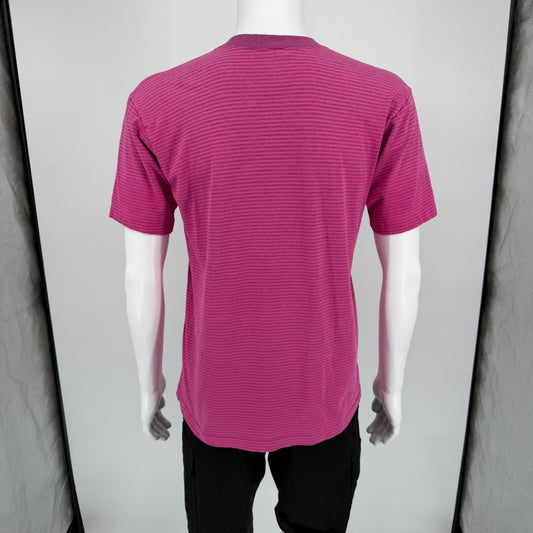 Vintage 1990s Towncraft "Oversized Polo" Pink Striped Pocket T-Shirt (M)