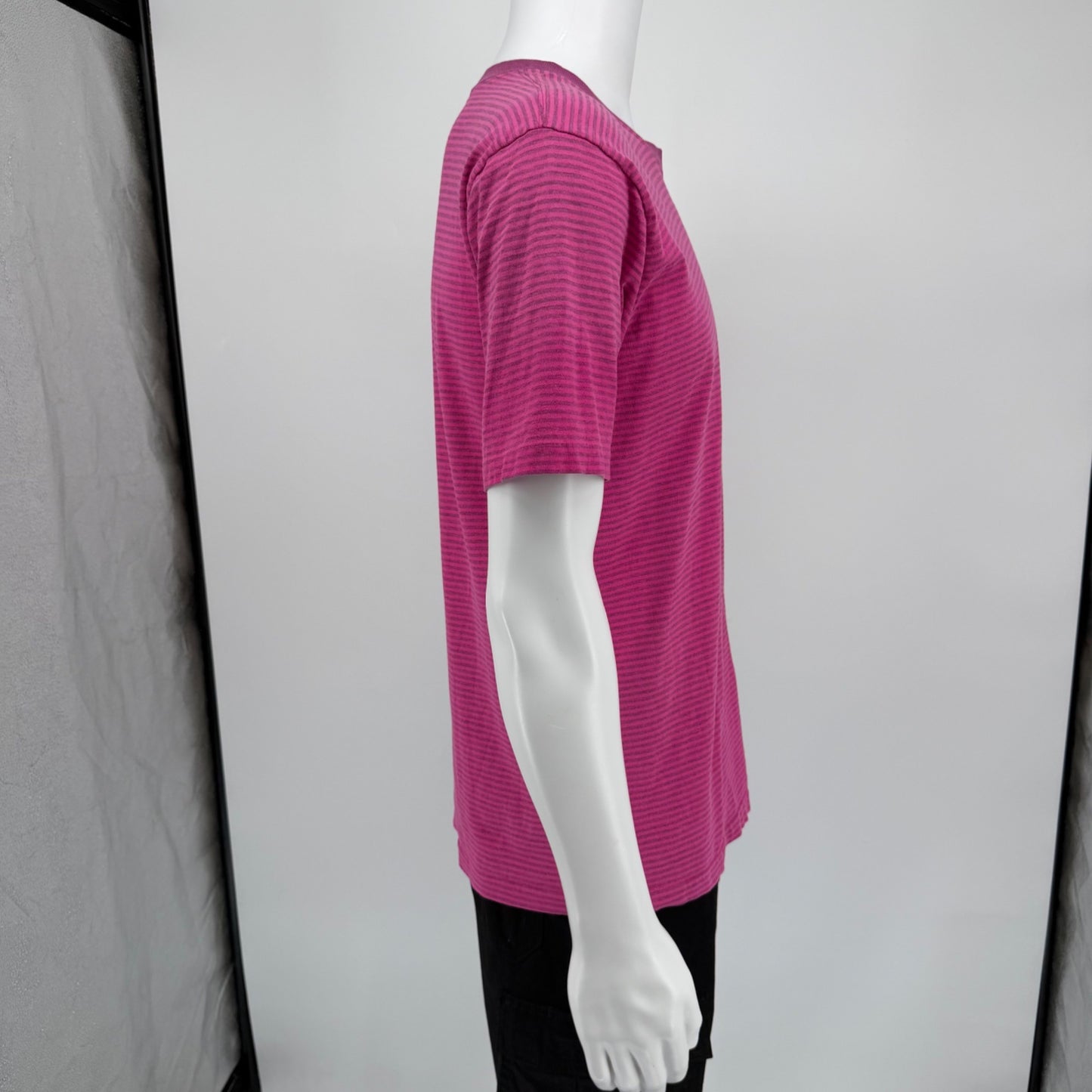 Vintage 1990s Towncraft "Oversized Polo" Pink Striped Pocket T-Shirt (M)