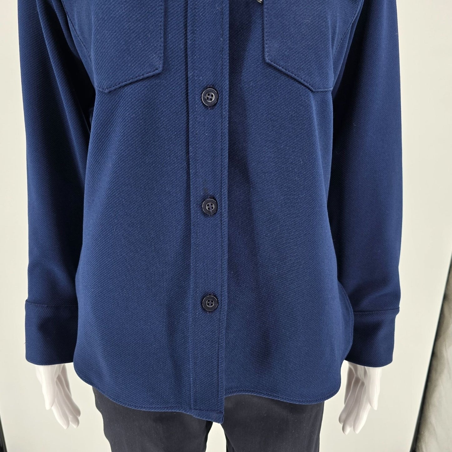 Vintage 1970s Levi's for Gals Navy Blue Knit Polyester Western/Disco Shirt (M)