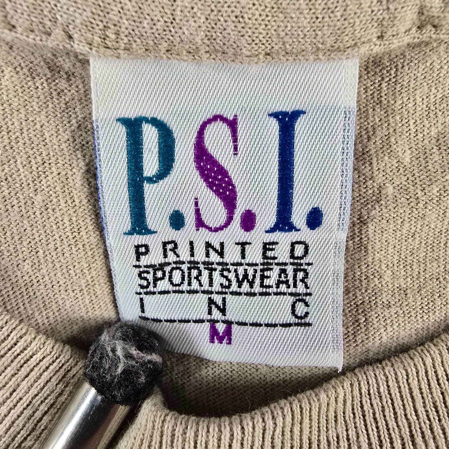 Vintage 1990s P.S.I. Beige Embroidered Sedona Kokopelli Graphic T-Shirt (M)
