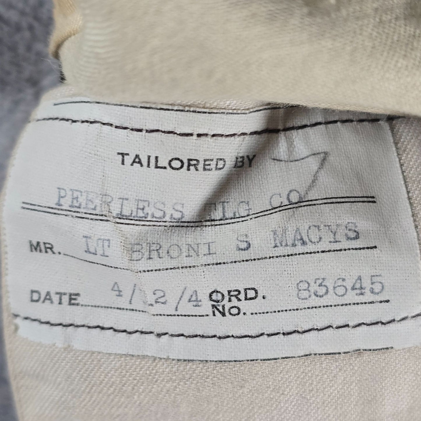 Vintage 1940s World War II USMC Officer Uniform Pants- Lt. Broni S Macys (31x32)