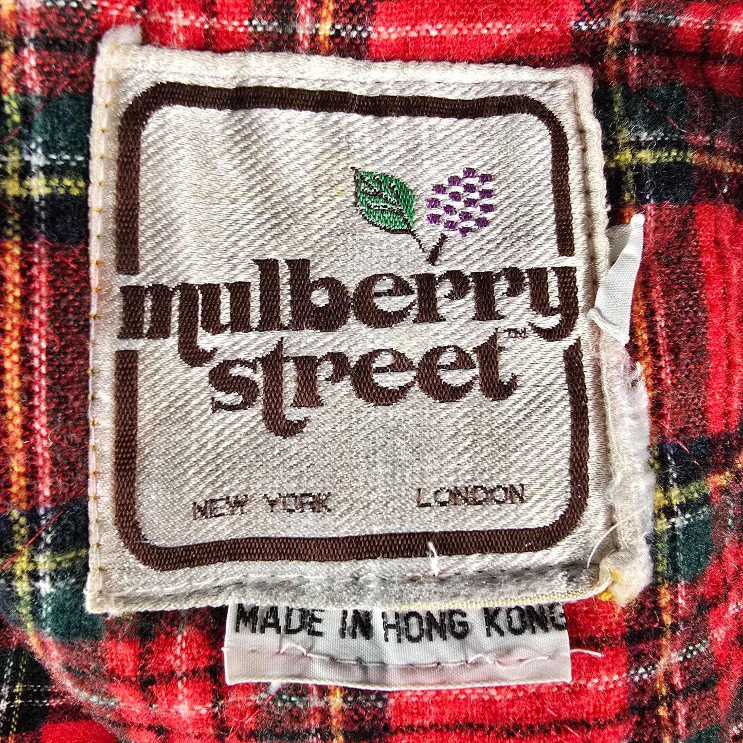 Vintage Late 1970s Mulberry Street Tartan Lined Hooded Denim Utility Jacket (M)