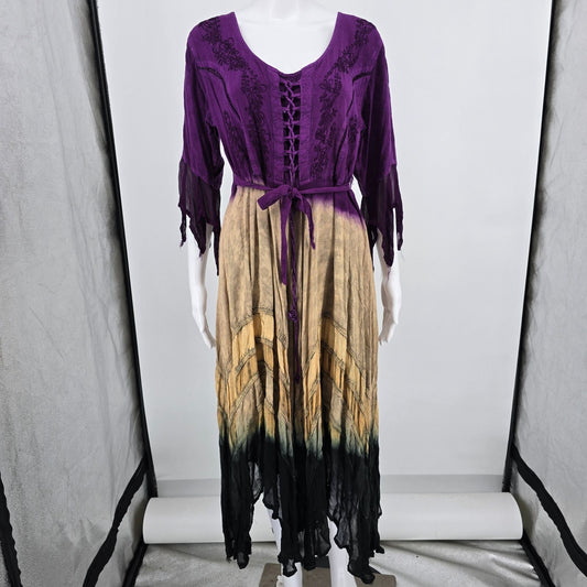 2010s Fashion Terminal Purple Ombre Corset Renaissance Festival Dress (OSFM)