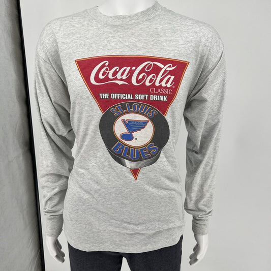 Vintage 1990s Grey St. Louis Blues Coca-Cola Classic Long Sleeve T-Shirt (XL)