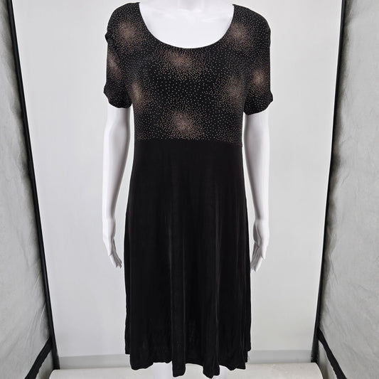 Vintage 1990s Ms Choice California Black Stretch Acetate Cocktail Dress (10/M)