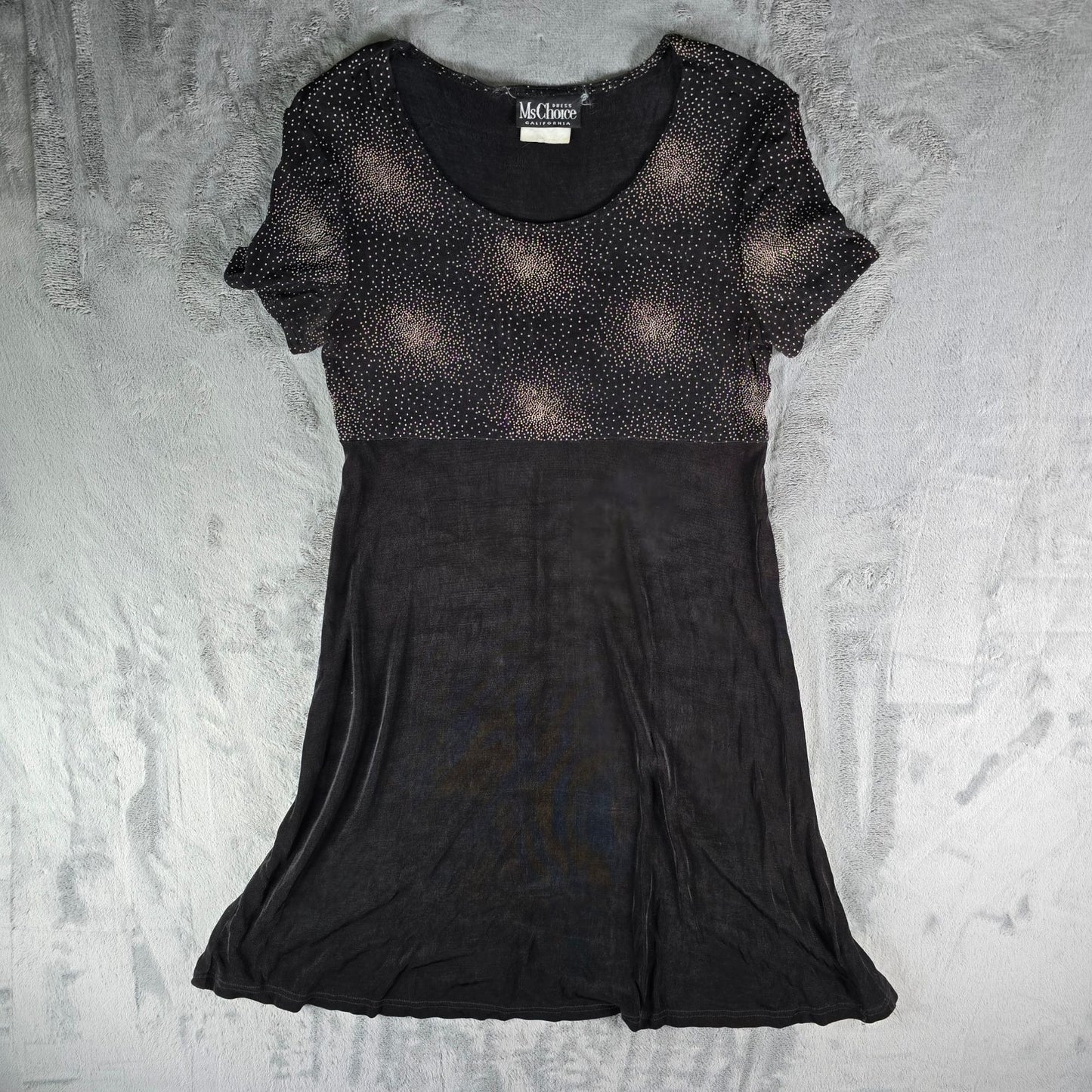 Vintage 1990s Ms Choice California Black Stretch Acetate Cocktail Dress (10/M)