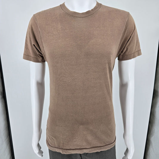 Vintage Y2K Distressed U.S. Army Style Single-Stitch Military Brown T-Shirt (S)