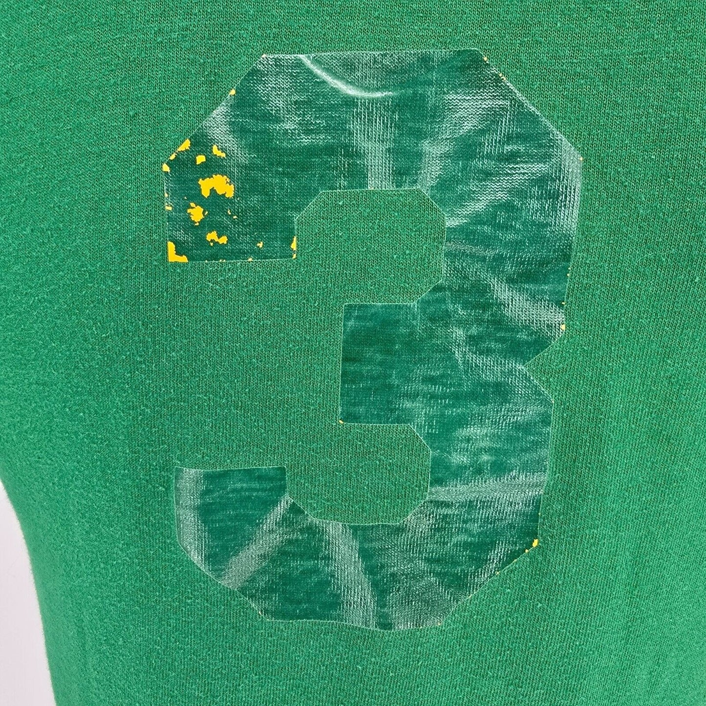 Vintage 1970s Russell Athletic St. Jude Soccer #3 Green/Gold Jersey T-Shirt (S)