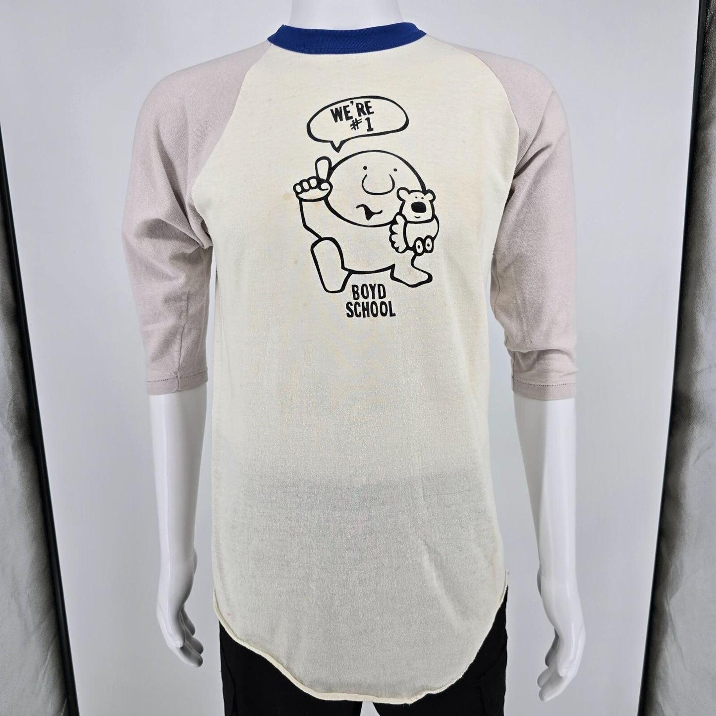 Vintage 1970s Russell Athletic Ziggy Boyd School "We're #1" Raglan T-Shirt (M)