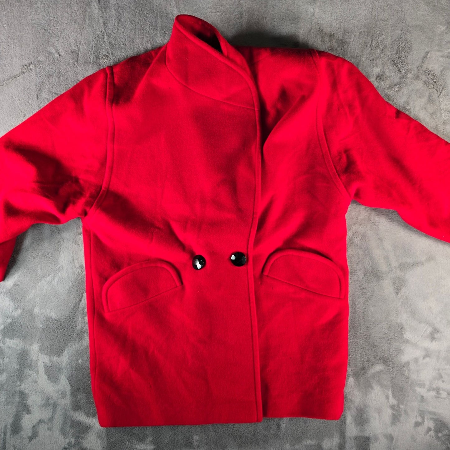 Vintage 1980s Electre Paris Made in France Red Lambs' Wool Coat (XL) *Fair