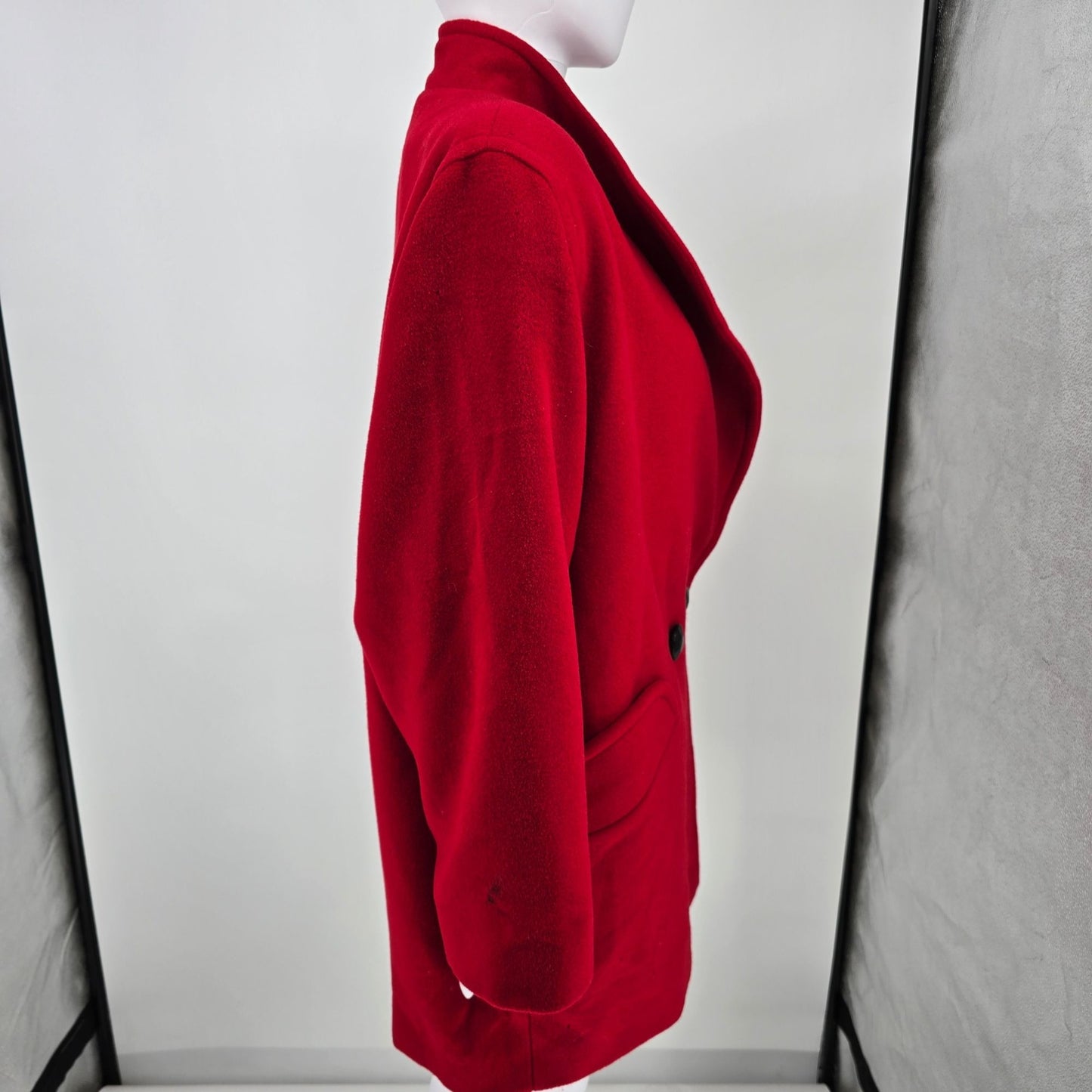 Vintage 1980s Electre Paris Made in France Red Lambs' Wool Coat (XL) *Fair