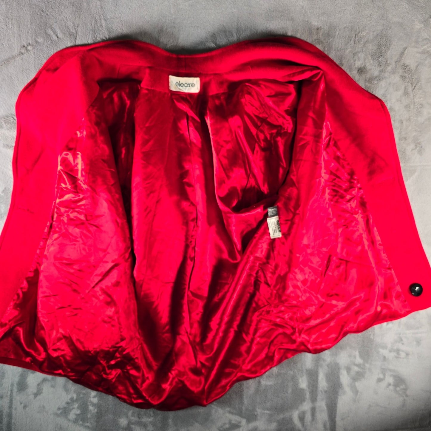 Vintage 1980s Electre Paris Made in France Red Lambs' Wool Coat (XL) *Fair