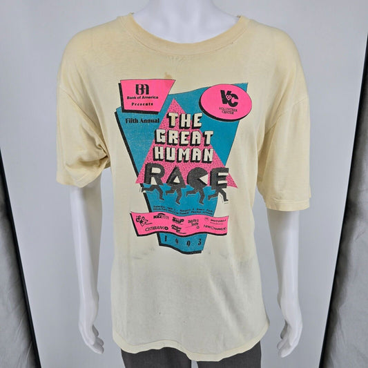Thrashed Vintage 1993 The Great Human Race Phoenix, Arizona Graphic T-Shirt (XL)