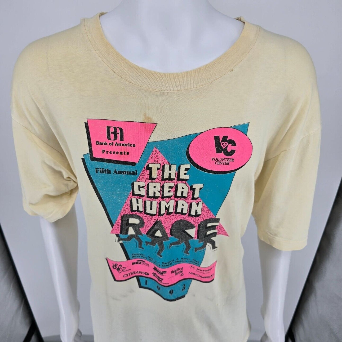 Thrashed Vintage 1993 The Great Human Race Phoenix, Arizona Graphic T-Shirt (XL)
