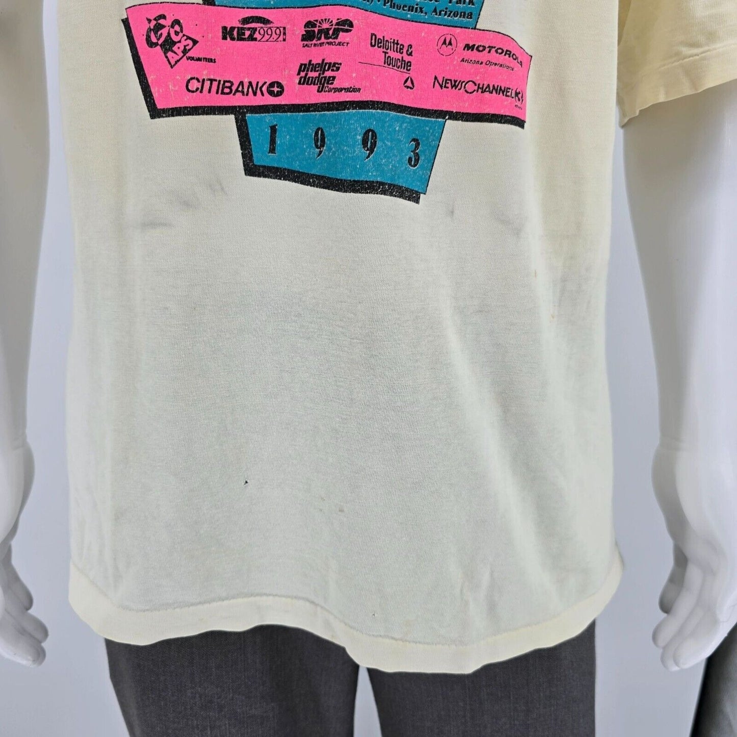 Thrashed Vintage 1993 The Great Human Race Phoenix, Arizona Graphic T-Shirt (XL)
