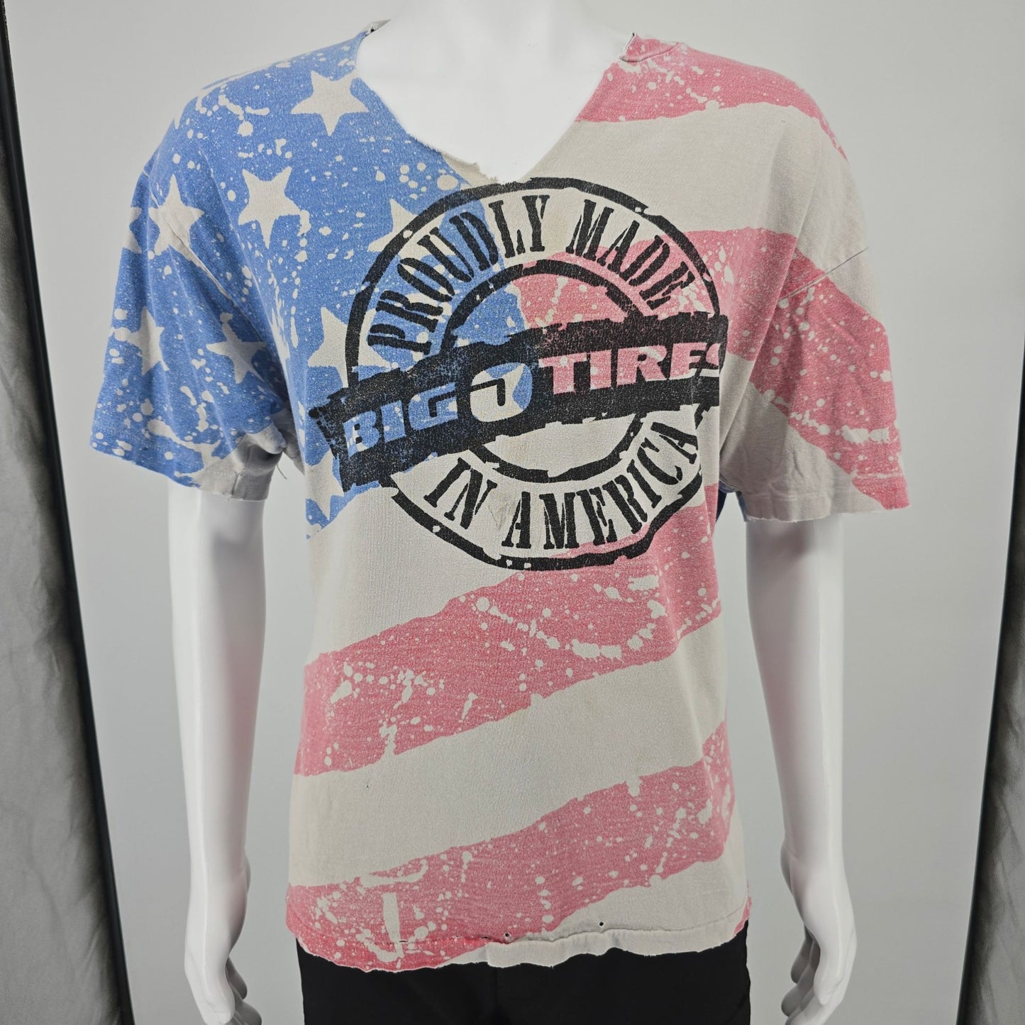 Distressed Vintage 1990s Big O Tires Proudly Made in America AOP T-Shirt (XL)