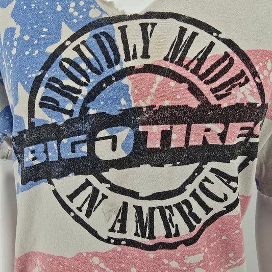 Distressed Vintage 1990s Big O Tires Proudly Made in America AOP T-Shirt (XL)
