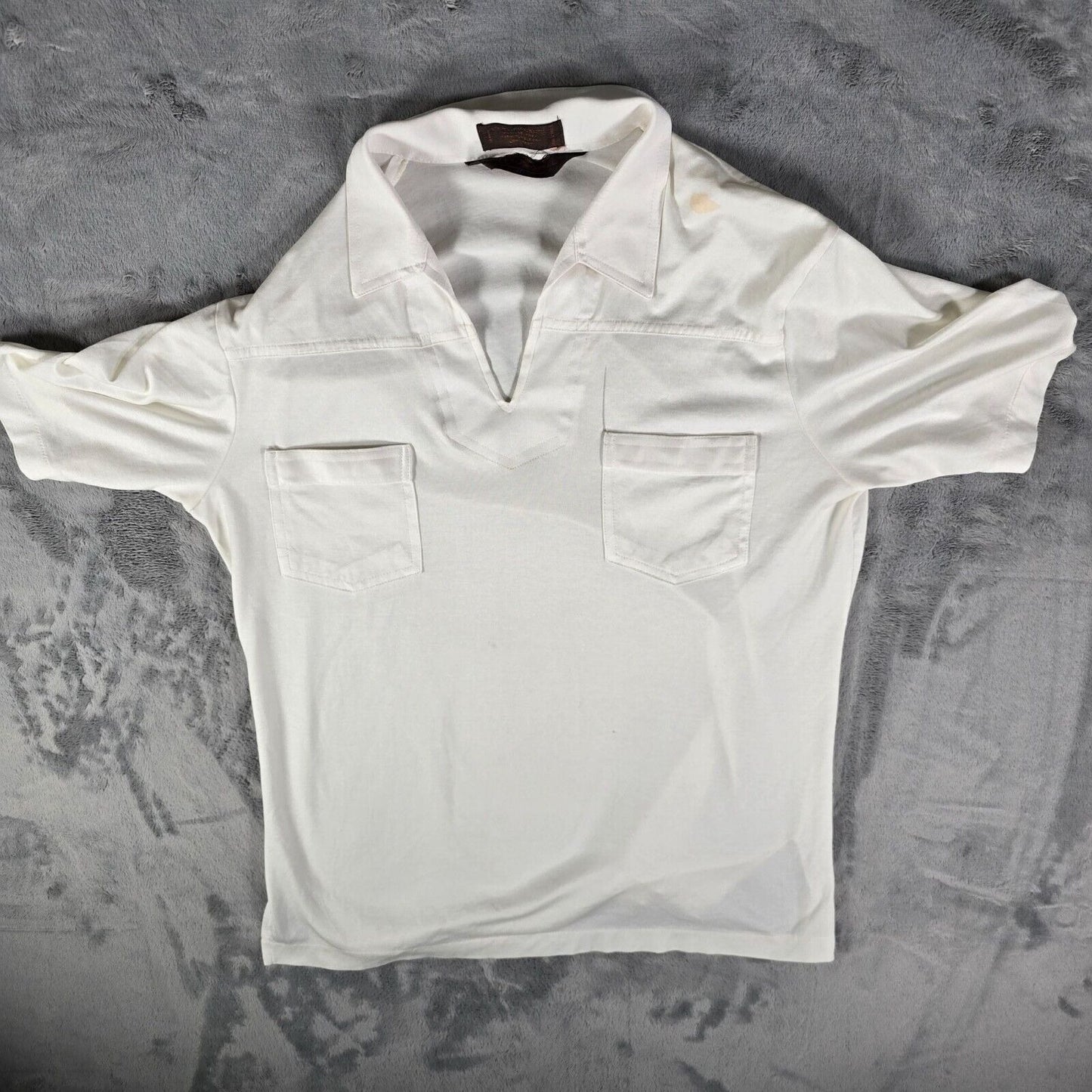 Stained Vintage Early 1980s Huk-A-Poo Double Pocket Open Collar Shirt (M)