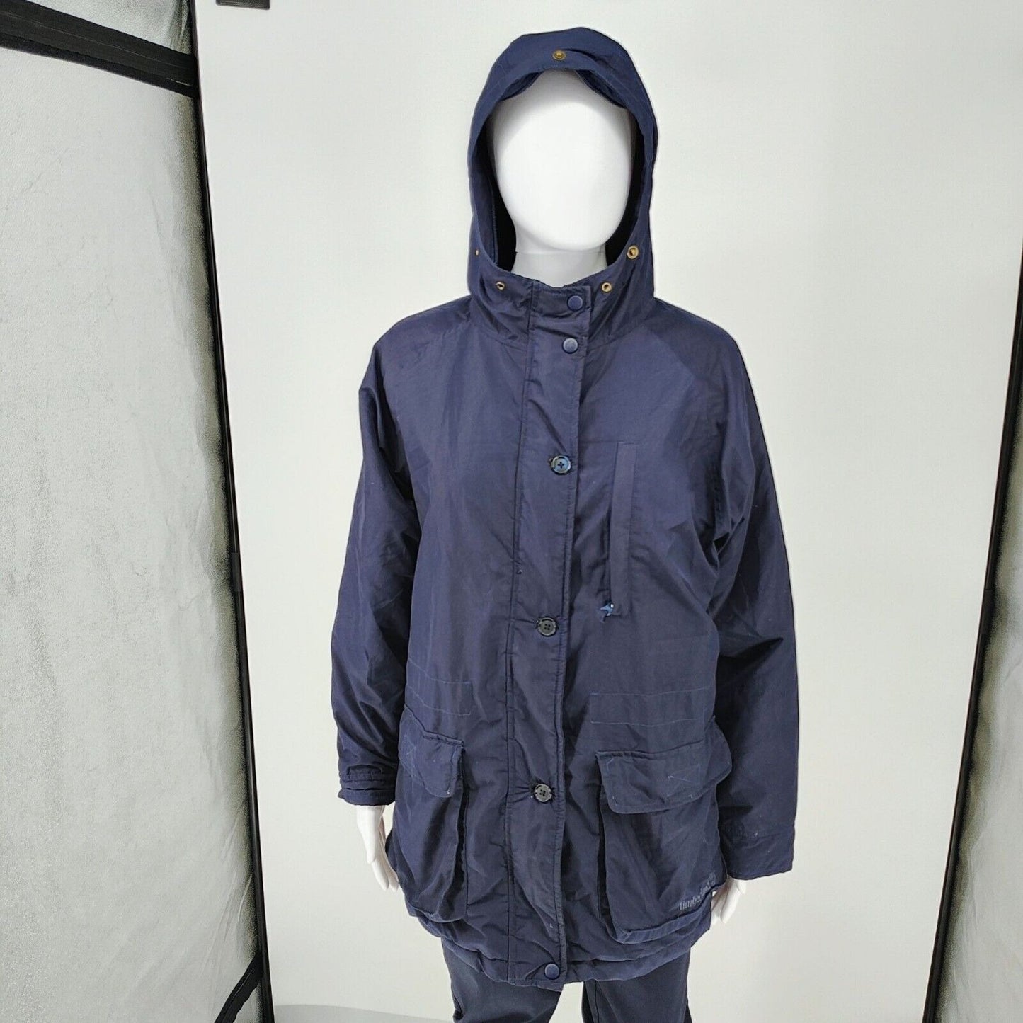 Timberland Womens Navy Hooded Relaxed Fit Insulated Jacket (Size Small) *Flaws*