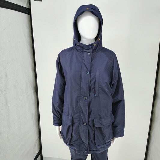 Timberland Womens Navy Hooded Relaxed Fit Insulated Jacket (Size Small) *Flaws*