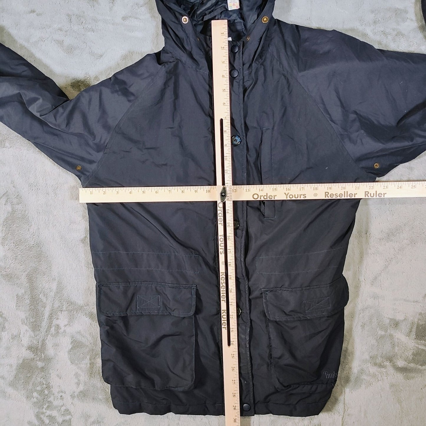 Timberland Womens Navy Hooded Relaxed Fit Insulated Jacket (Size Small) *Flaws*