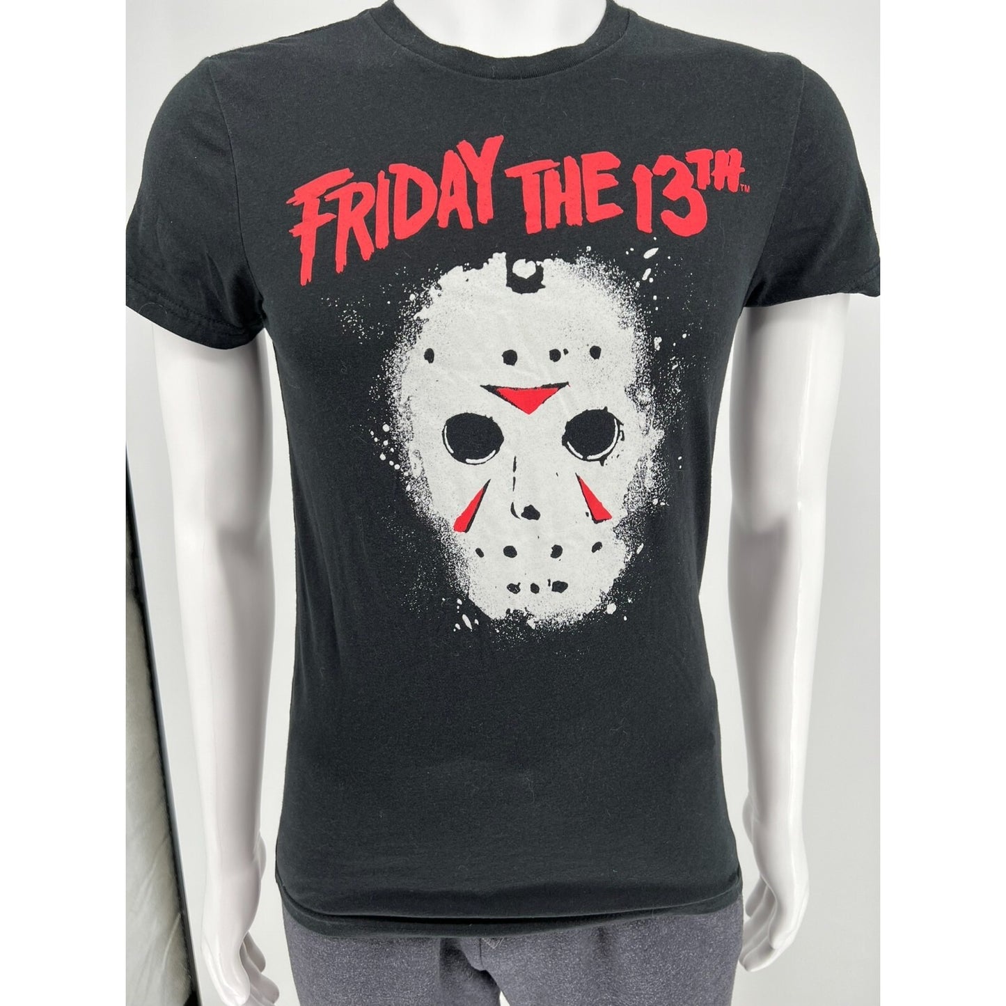 2023 Mad Engine Friday the 13th Jason Hockey Mask Black Graphic T-Shirt (Small)
