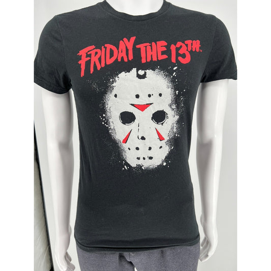 2023 Mad Engine Friday the 13th Jason Hockey Mask Black Graphic T-Shirt (Small)