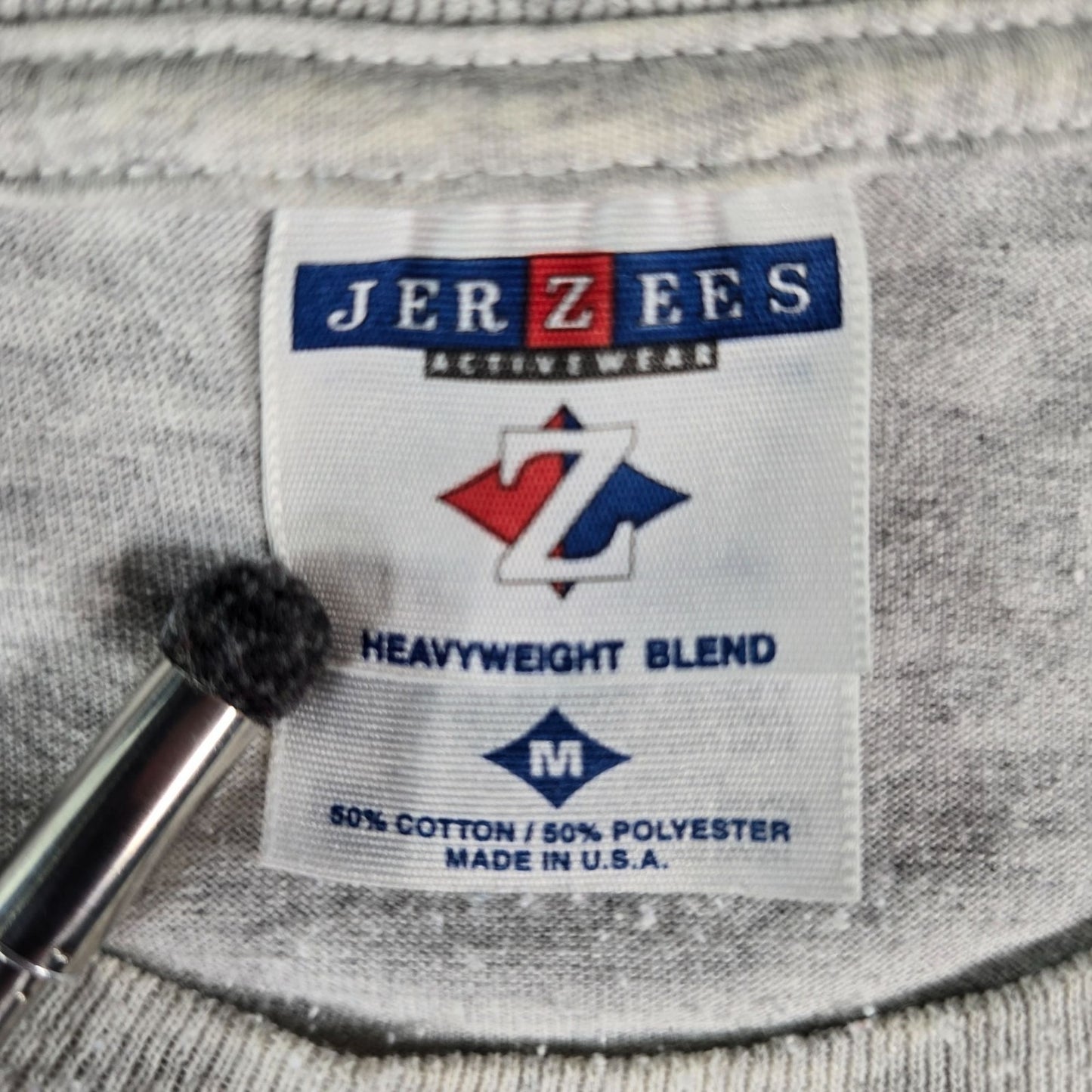 Vintage 1990s Jerzees Activewear Union U Plaid Logo Graphic T-Shirt (M) *Stains