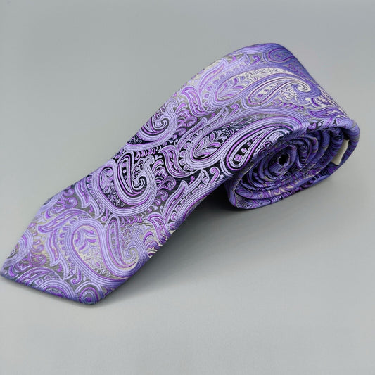 Johnson Brothers Boys Ages 8-12 Classic Width Purple and Gray Paisely Neckie