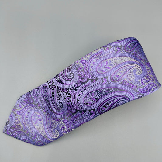 Johnson Brothers Boys Ages 8-12 Classic Width Purple and Gray Paisely Neckie
