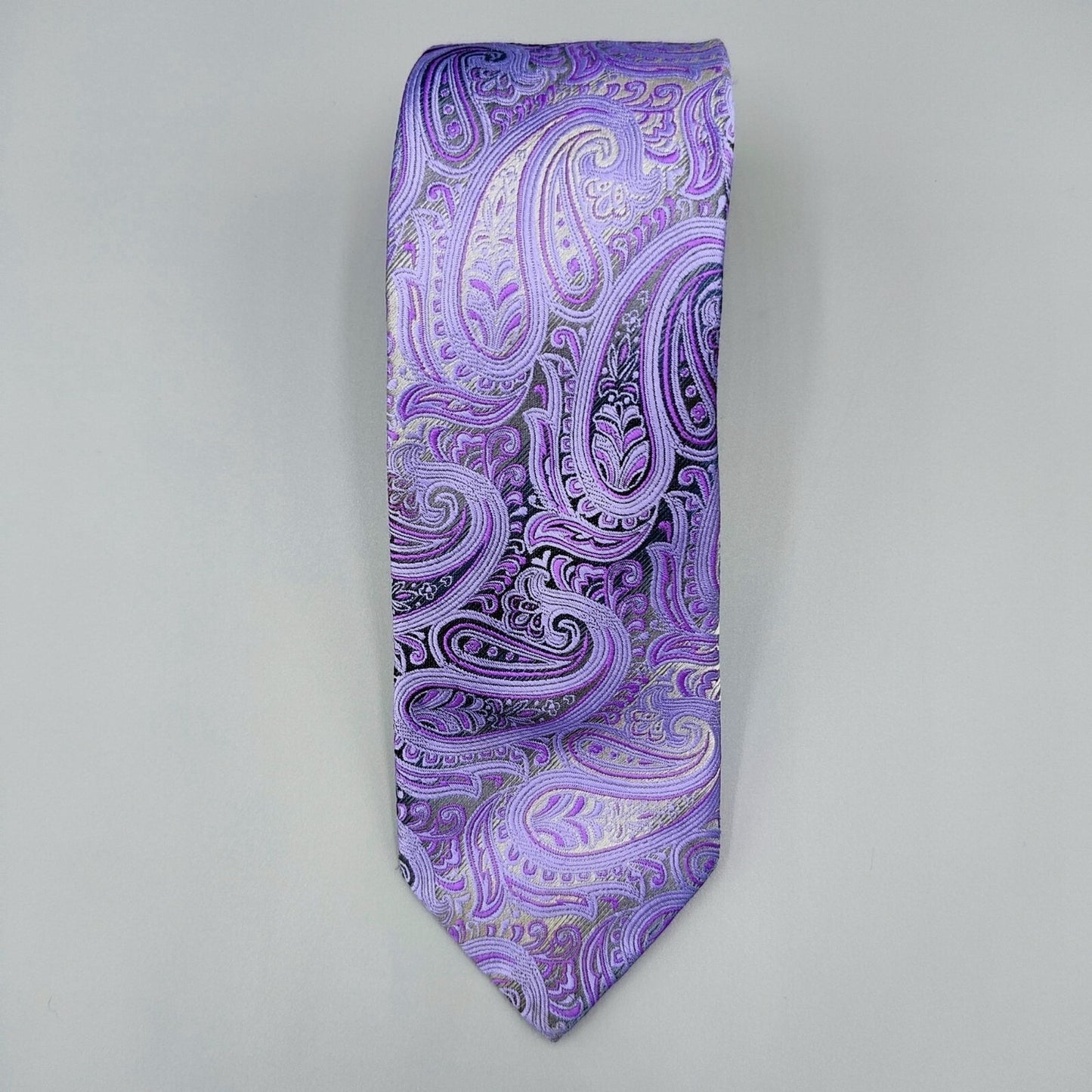 Johnson Brothers Boys Ages 8-12 Classic Width Purple and Gray Paisely Neckie