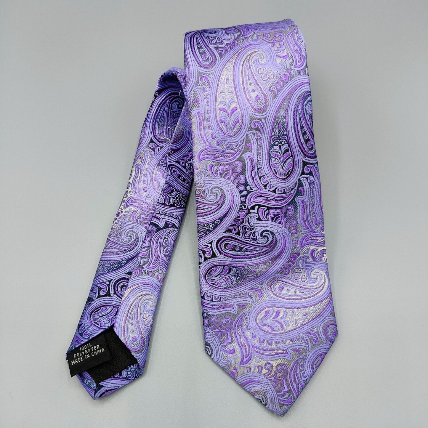 Johnson Brothers Boys Ages 8-12 Classic Width Purple and Gray Paisely Neckie