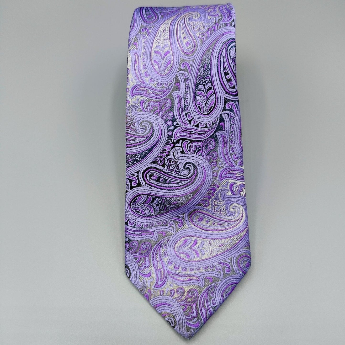 Johnson Brothers Boys Ages 8-12 Classic Width Purple and Gray Paisely Neckie