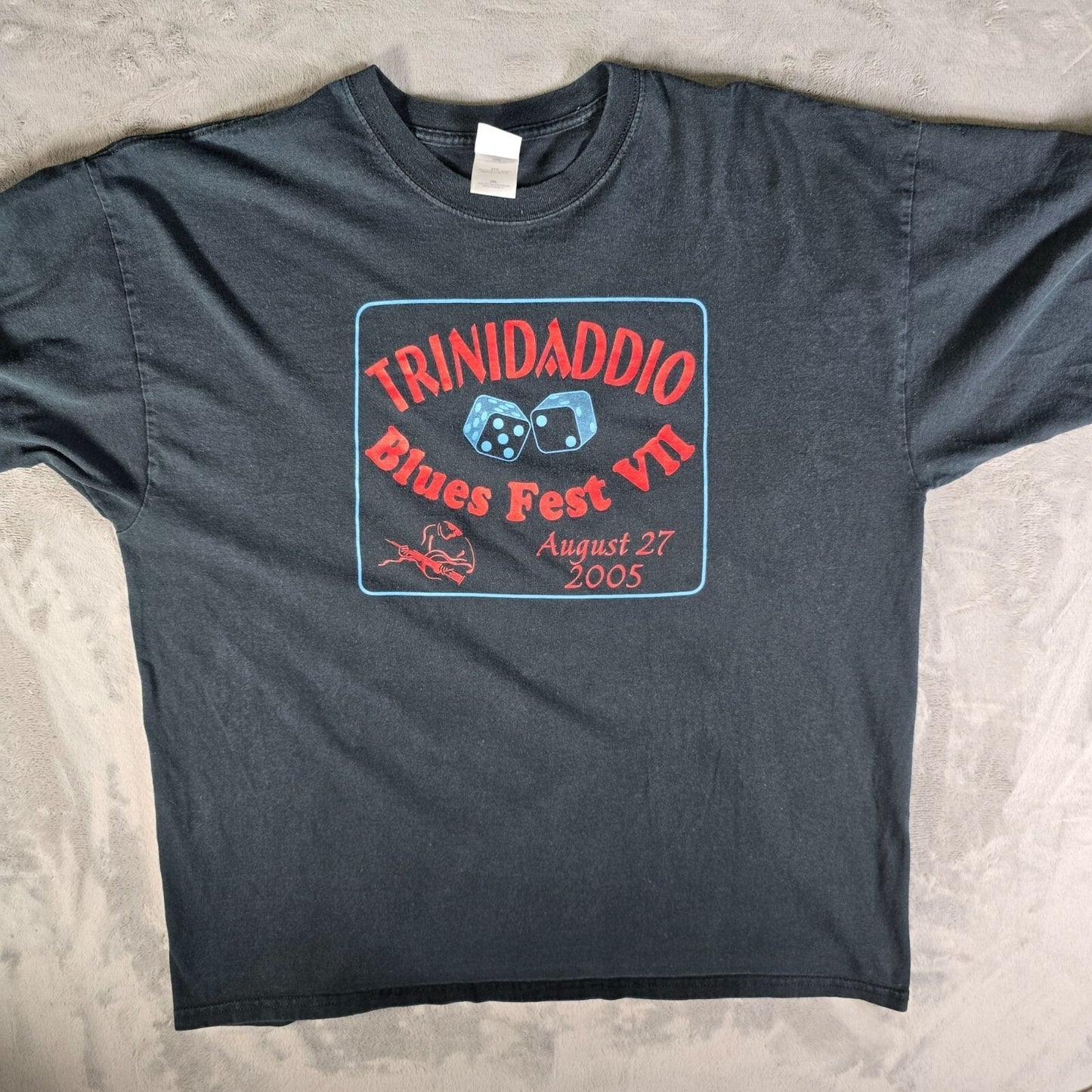 Vintage 2005 Trinidaddio Blues Fest VII "Blues Crew" Faded Black T-Shirt (2XL)