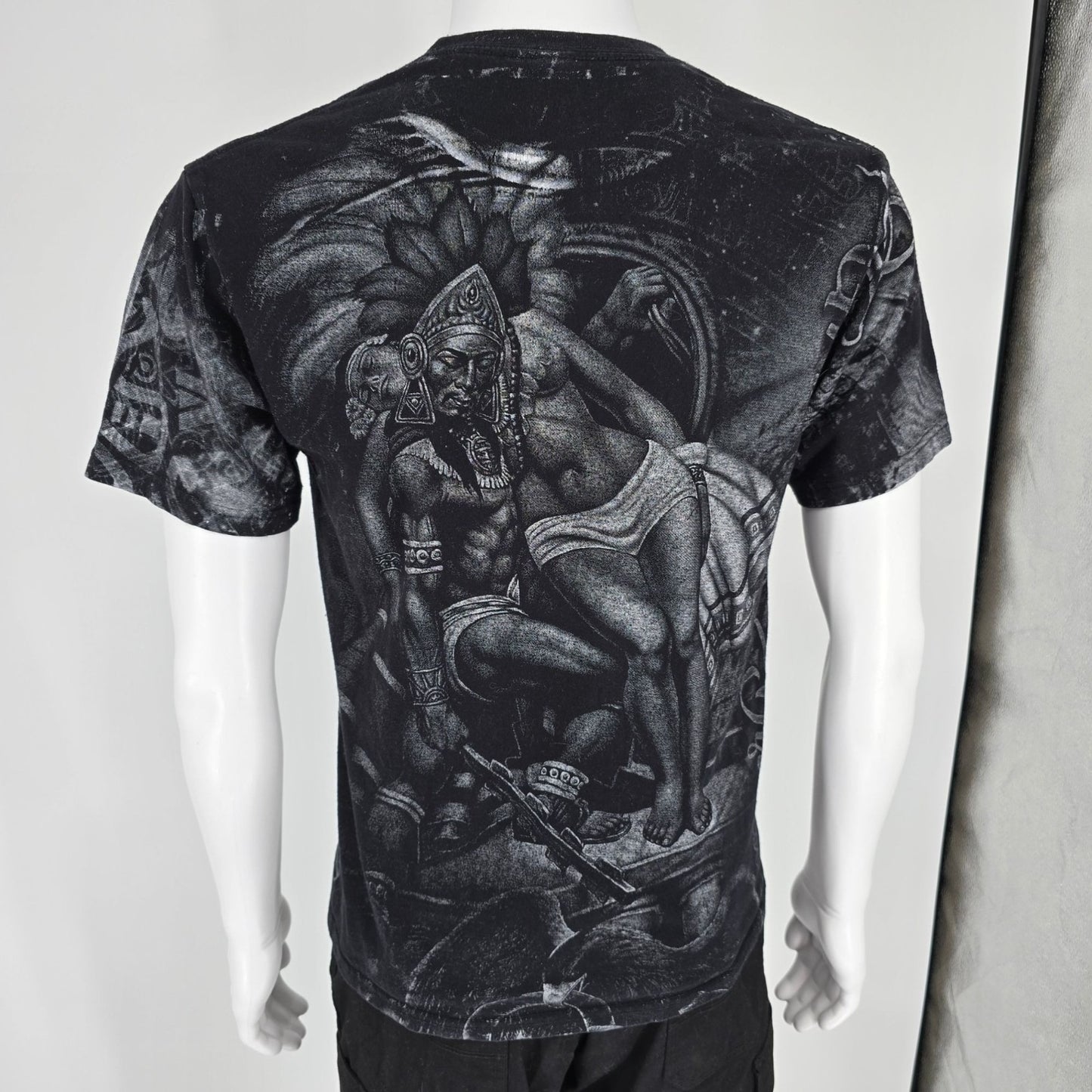 2000s Costa Maya, Mahahual Mexico Aztec Warrior AOP All Over Print T-Shirt (M)