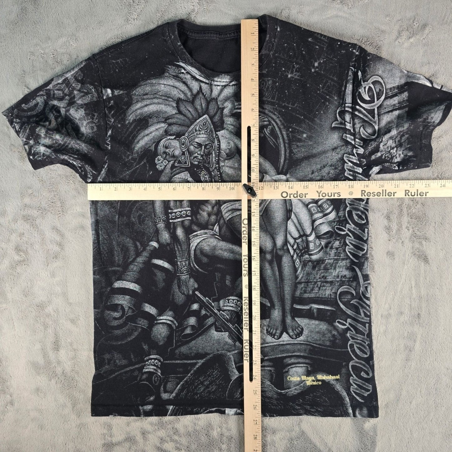 2000s Costa Maya, Mahahual Mexico Aztec Warrior AOP All Over Print T-Shirt (M)