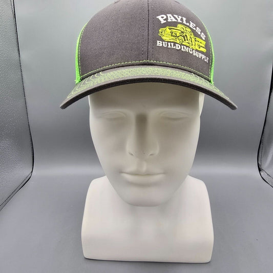 Payless Building Supply Gray & Neon Green Mesh Richardson #112 Trucker Hat *Fair