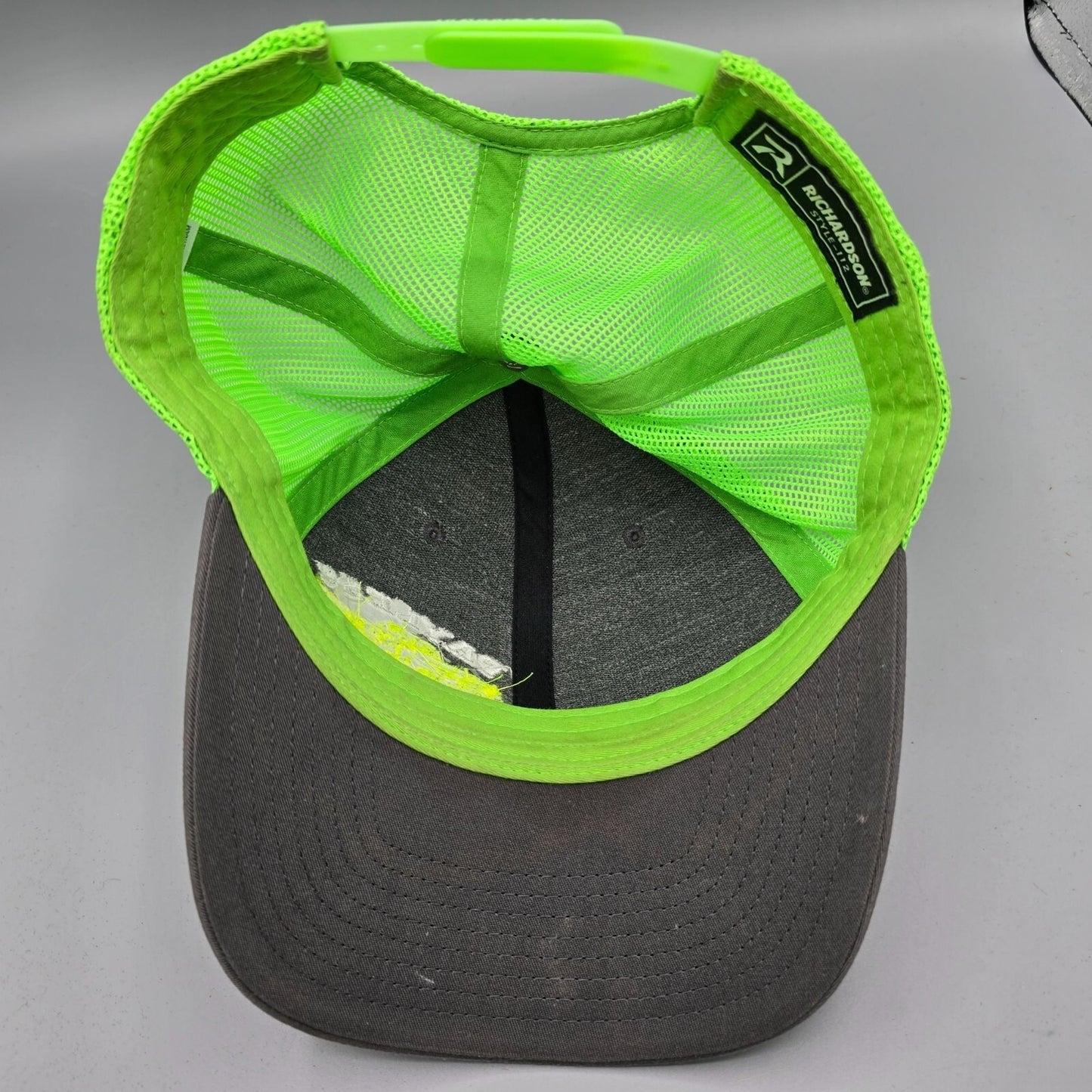 Payless Building Supply Gray & Neon Green Mesh Richardson #112 Trucker Hat *Fair