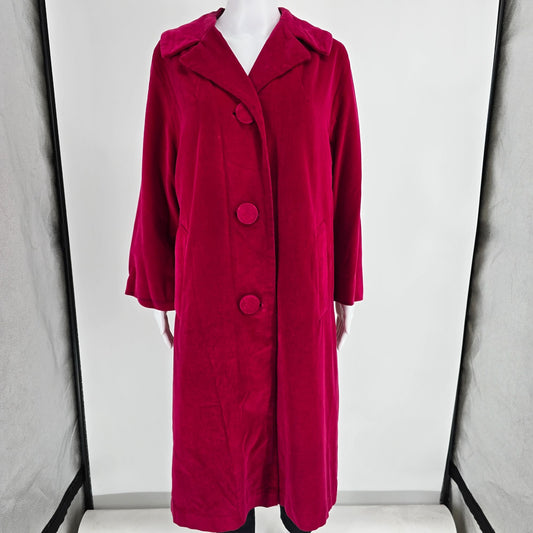 Vintage 1960s Marguerite Rubel San Francisco Women's Fuschia Velvet Coat (XL)