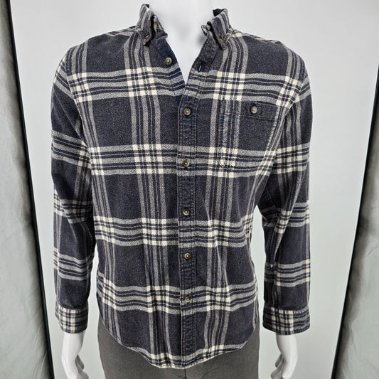 J.Crew 2016 Mens Faded Wool-Blend Flannel Button-Down Navy Shirt (Large)