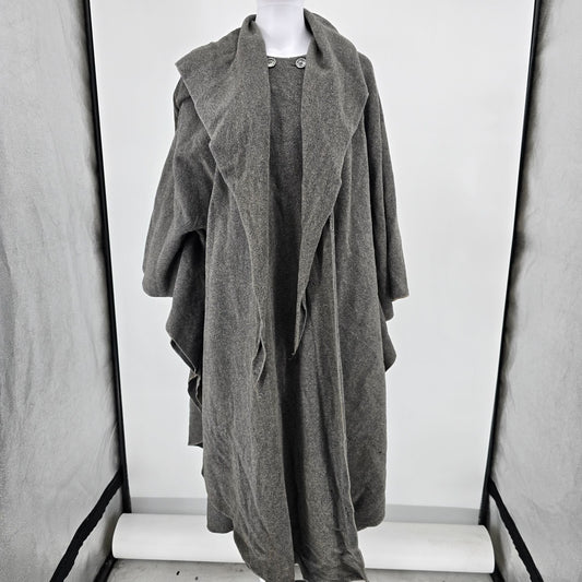 Distressed Vintage 1950s Sidney Haber Gray Hooded Wool Cloak (One Size)