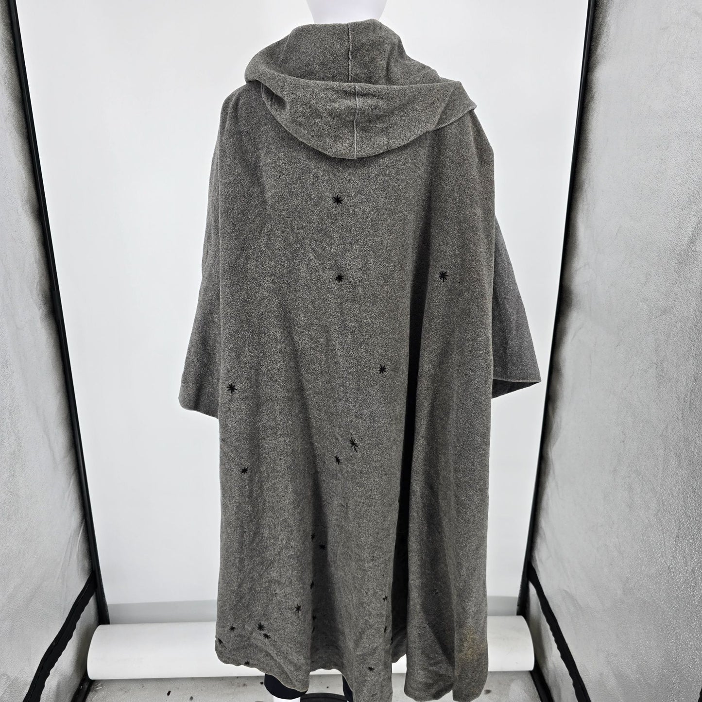 Distressed Vintage 1950s Sidney Haber Gray Hooded Wool Cloak (One Size)