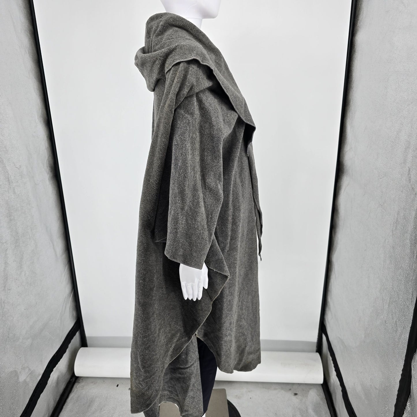 Distressed Vintage 1950s Sidney Haber Gray Hooded Wool Cloak (One Size)
