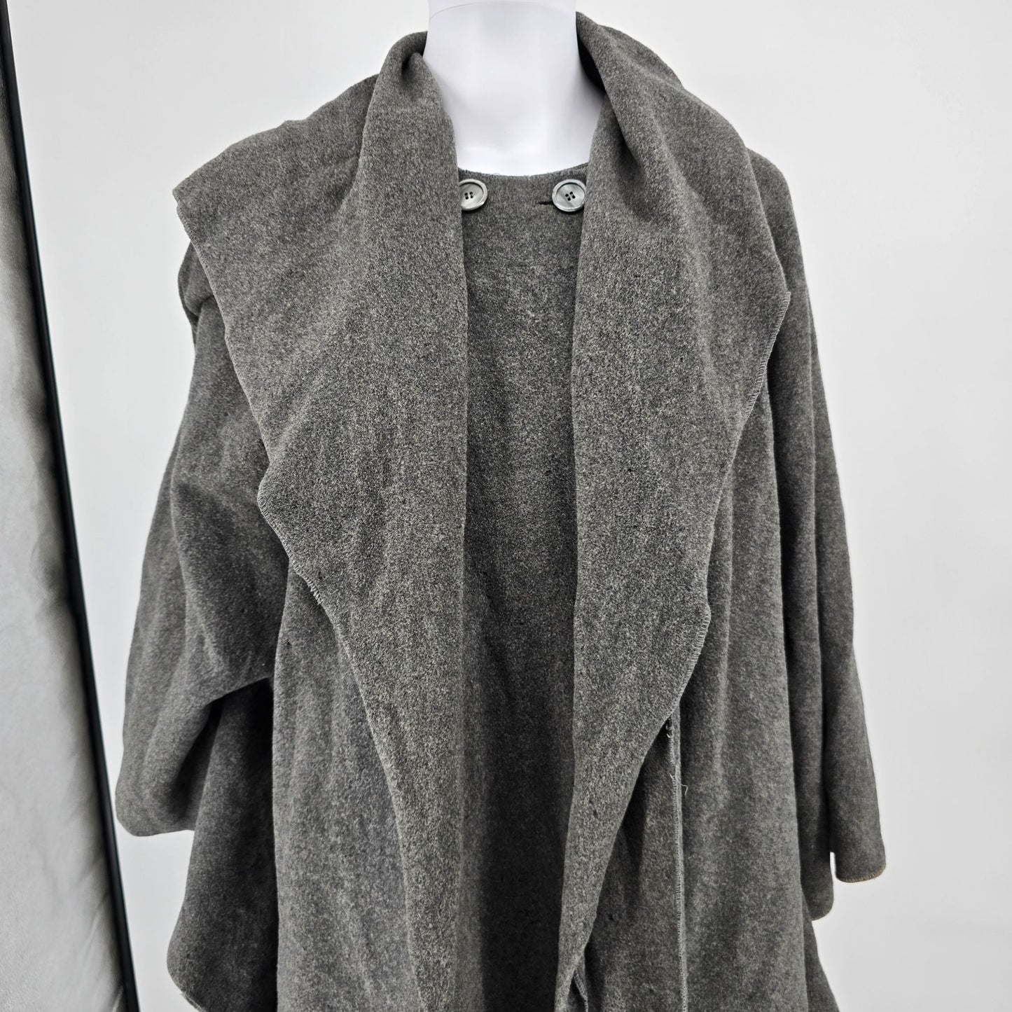 Distressed Vintage 1950s Sidney Haber Gray Hooded Wool Cloak (One Size)