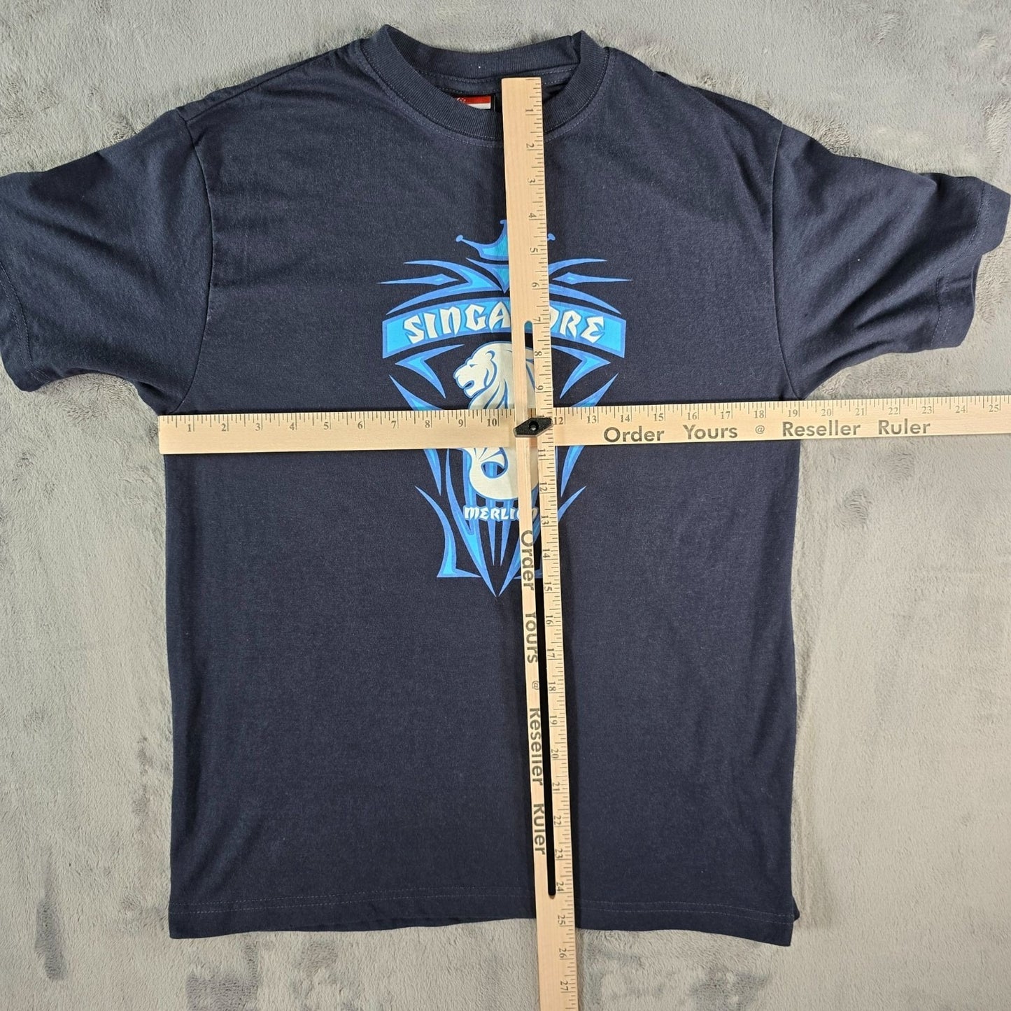 Vintage Y2K Guardian Angel Singapore Merlion Navy Blue Souvenir T-Shirt (M)